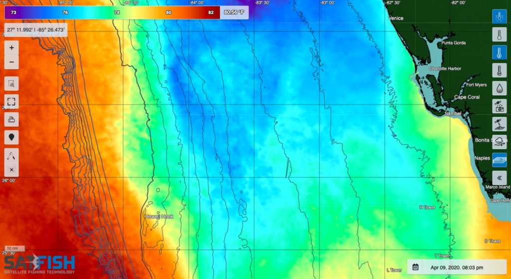 SatFish Cape Coral / Fort Myers Sea Surface Temperature (SST) Fishing Map