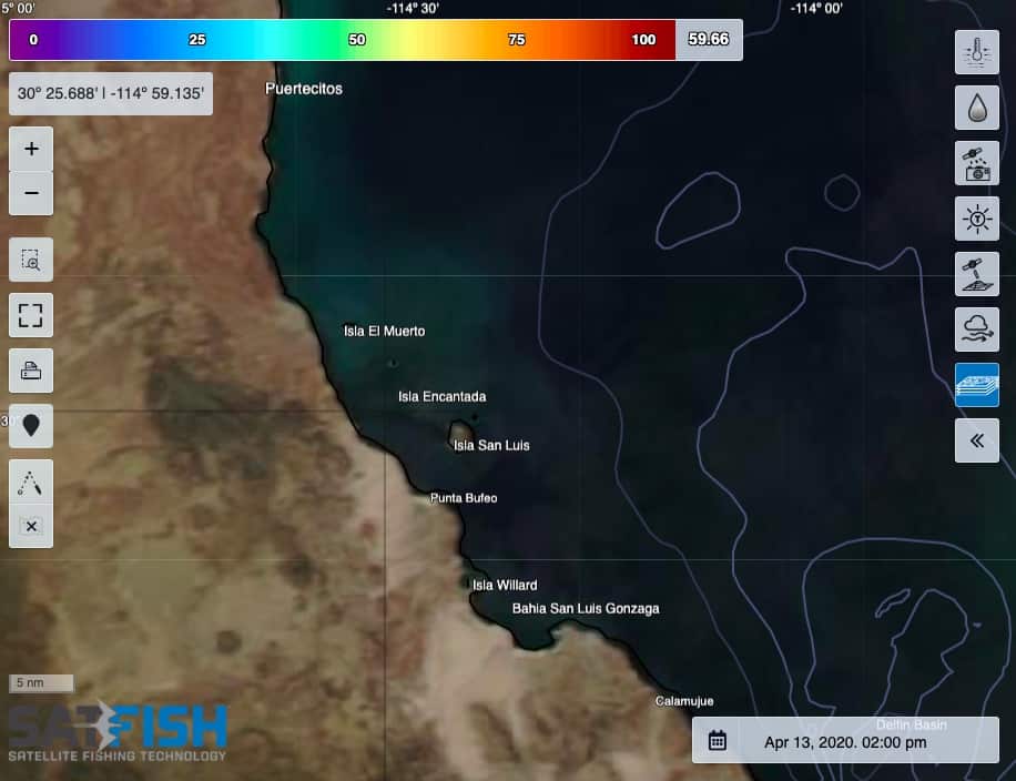 SatFish San Felipe and Bahia Gonzaga Islas Encantadas satellite true color image