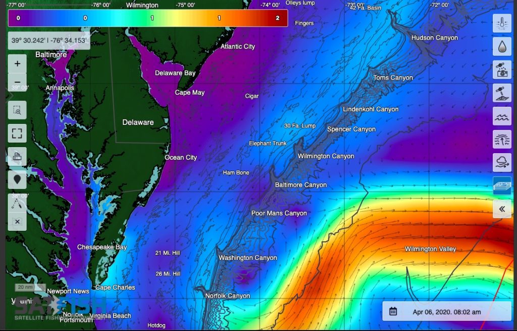 SatFish Northeast Southern Canyons Ocean Currents Gulf Stream fishing maps