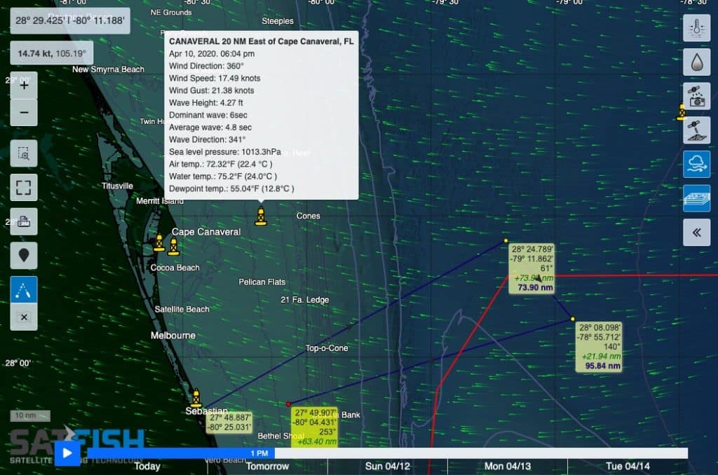 SatFish Offshore Fishing Maps Wind Forecast and Weather Buoys