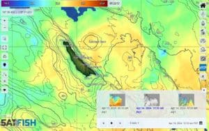 Satfish satellite sea surface temperature image of San Clemente Island