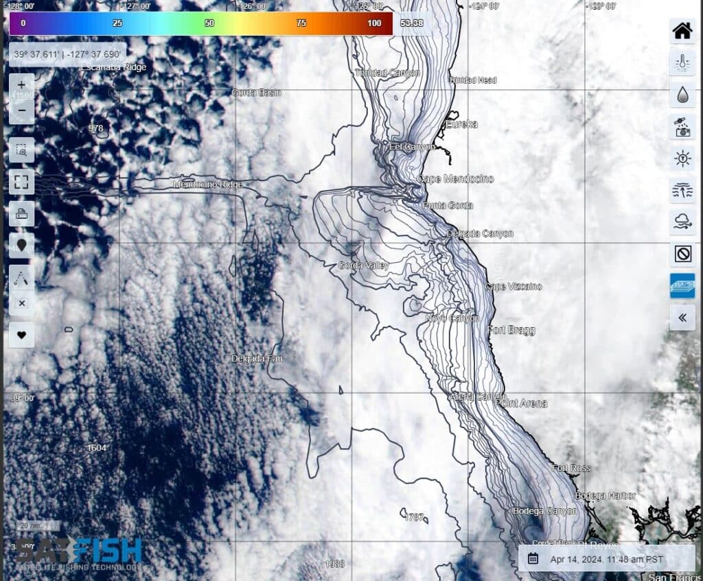 satfish satellite true color image showing clouds over northern california