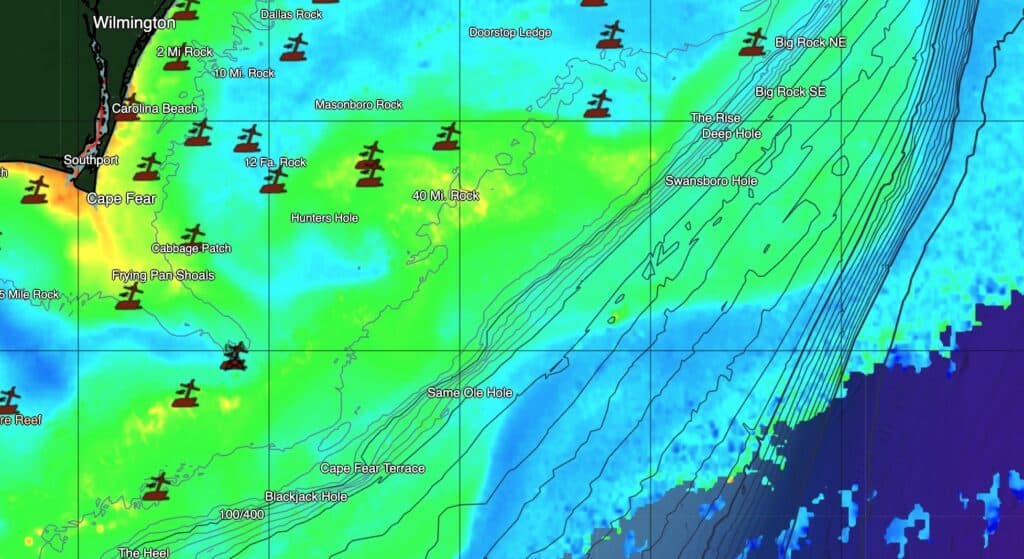 SatFish map of Chlorophyll off North Carolina.